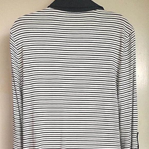 Anne Taylor (Large) Black Stripe Rayon Blend Top - Picture 4 of 6